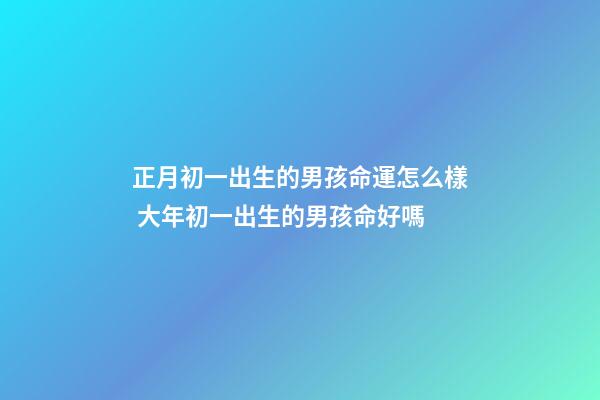 正月初一出生的男孩命運怎么樣 大年初一出生的男孩命好嗎-第1張-觀點-玄機派